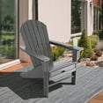 thumbnail image 2 of Costway 2 PCS Outdoor Patio HDPE Adirondack Chair Beach Seat Retractable Ottoman Grey, 2 of 9