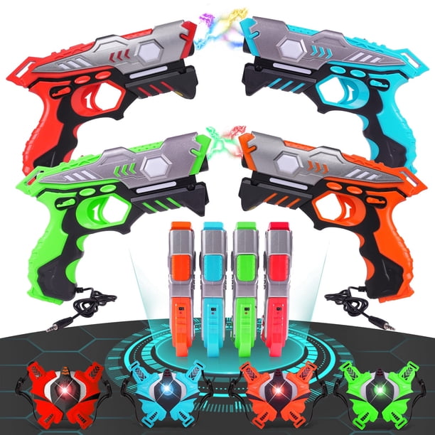 Pistola láser VATOS Upgrade recargable con 4 pistolas y 4 chalecos