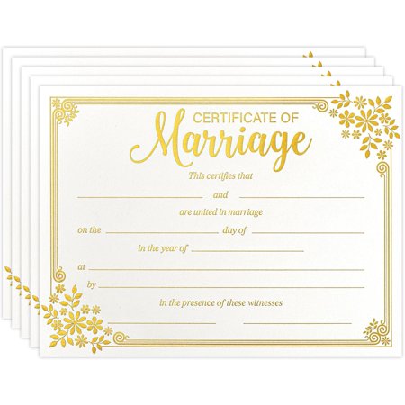 Lesnala 25Pcs Marriage Certificates with Gold Foil Edges Blank Thick Paper for Wedding Ceremony Official Newly Weds Expecting Proposals Supplies 11 X 8.27inch