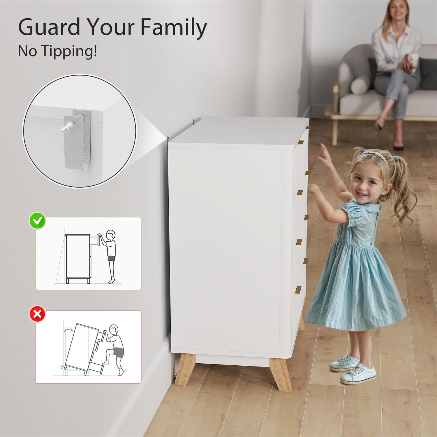 Demi Bonn 32" Wood Drawer Dresser, Fluted Design with Gold Pulls and Wood Legs, 4-Drawer Storage for Bedrooms, White