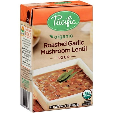 (2 Pack) Pacific Organic Roasted Garlic Mushroom Lentil Soup, 17