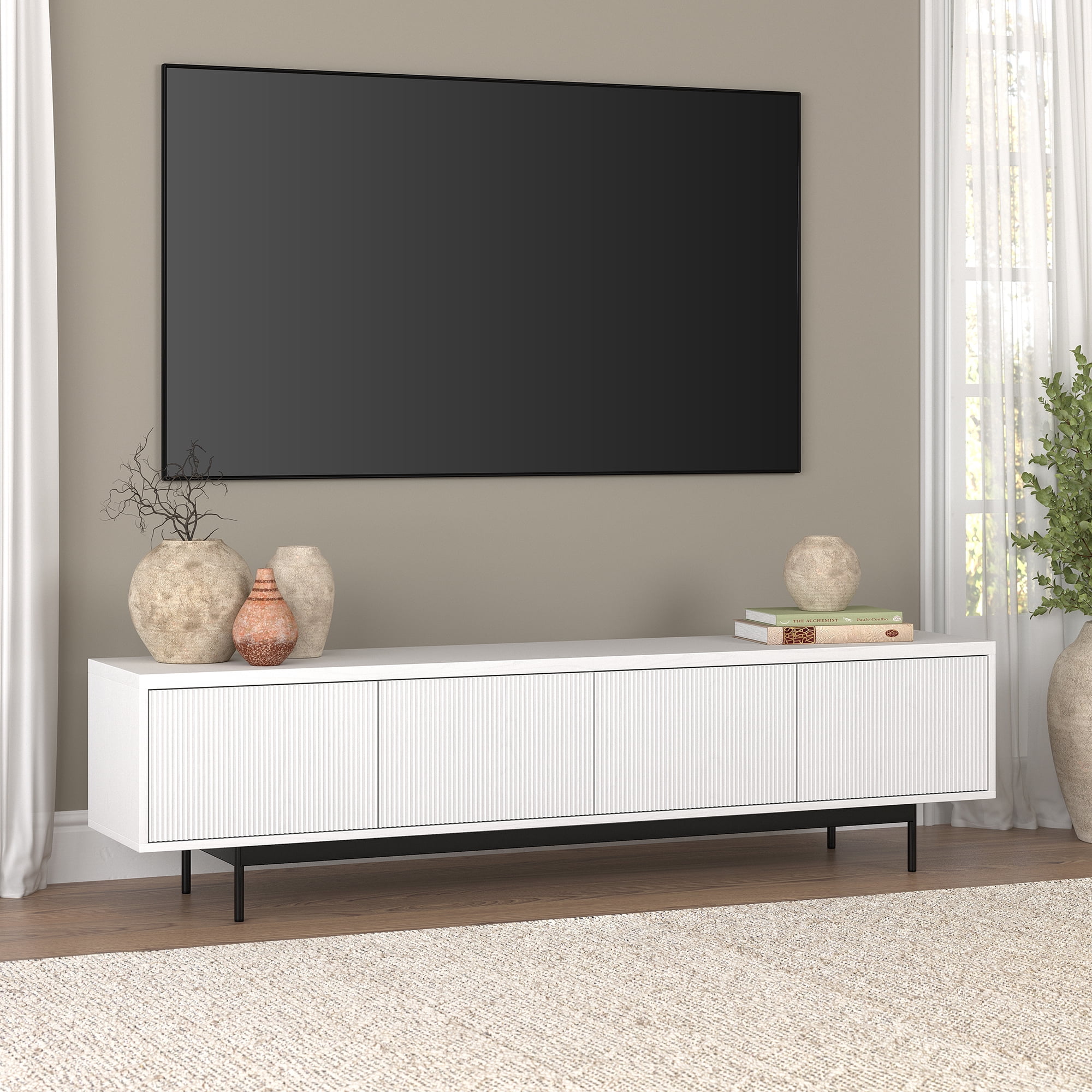 Whitman Rectangular TV Stand for TV's up to 85" in White