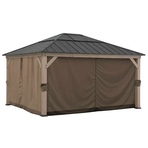 SUNJOY Rideaux pour gazebos de 13 pi × 15 pi, brun