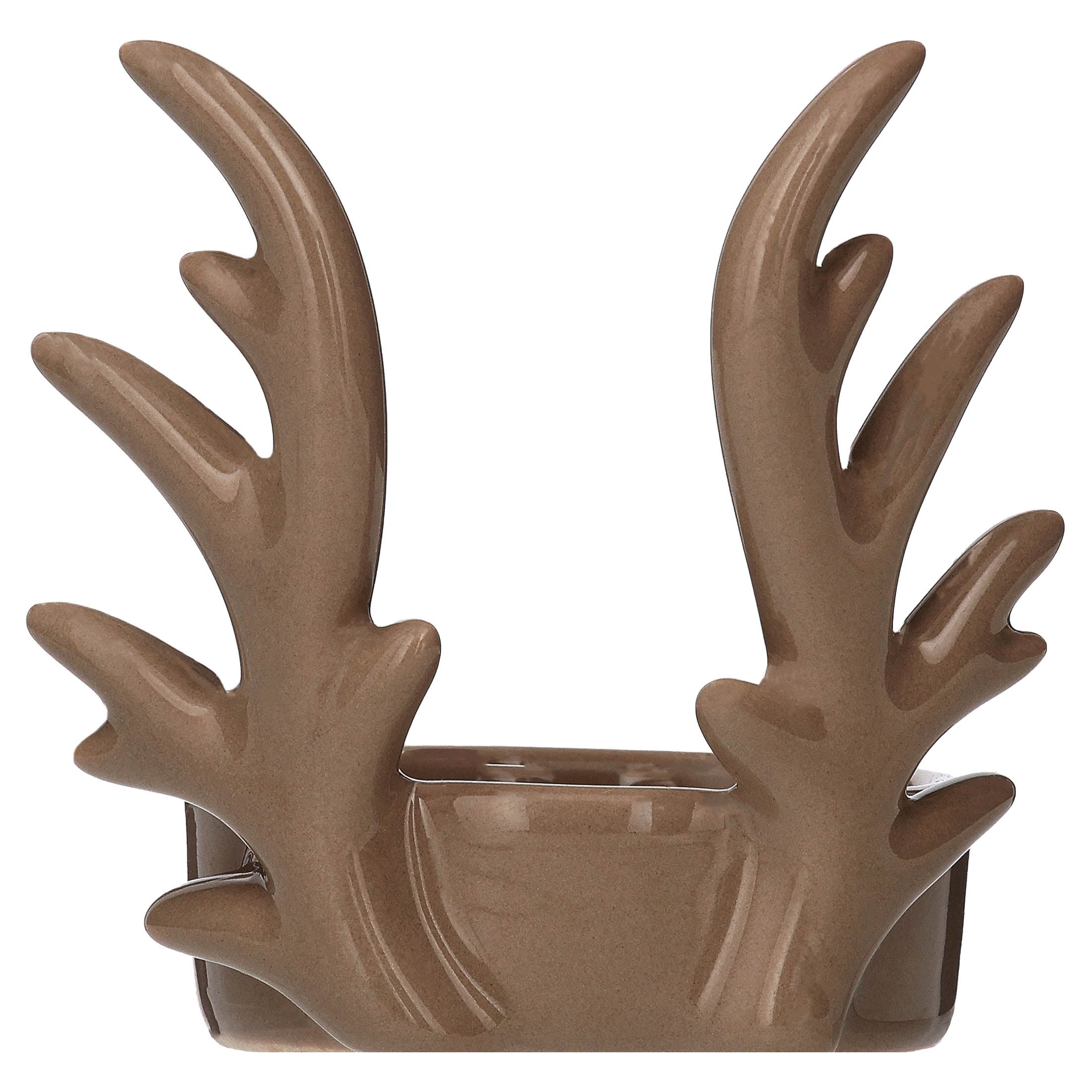 Small Brown Stoneware Antler Christmas Candle Holder, 3", by Holiday Time