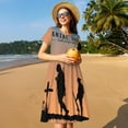 thumbnail image 4 of Rocae Anzac Day for Dresses Summer Casual Ruffle Short Sleeve Cute Crew Neck Flowy Dress with Pockets, 4 of 6