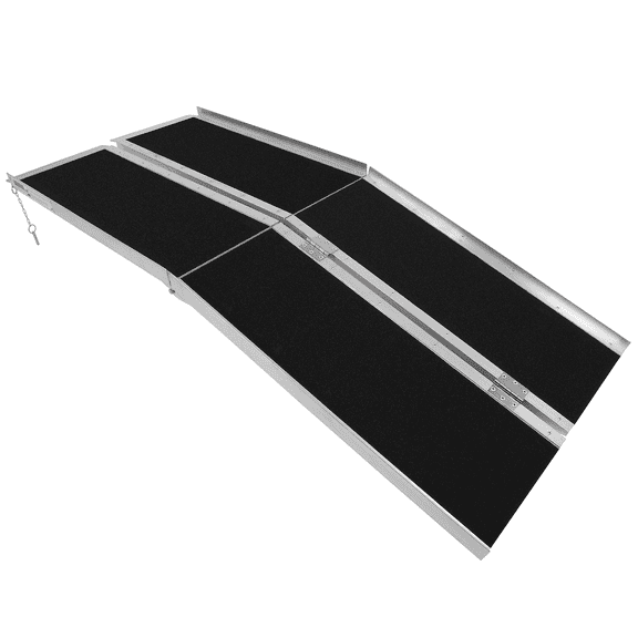 SCITOO Multifold Wheelchair Ramp 10ft Non Skid Threshold Ramp Aluminum Foldable Mobility Scooter Ramp Handicap Ramp for Steps, Home, Stairs, Doorways