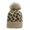 "Camel,One Size", variant on Womens Leopard Knitted Beanie Hat with Pom Warm Knit Skull Cap Winter Beanie