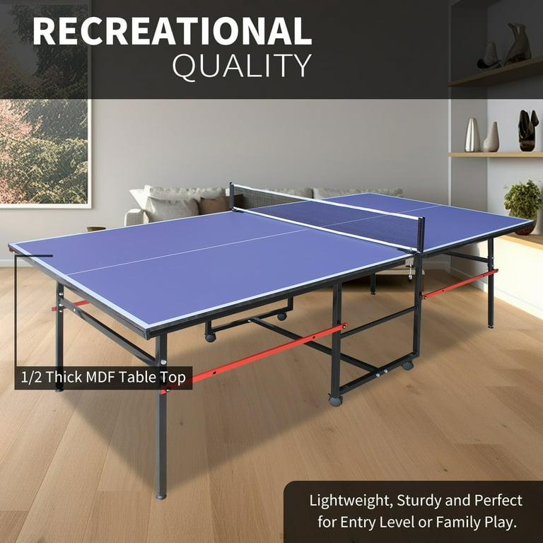 Sudzendf Blue Foldable Table Tennis Tables with 2-Paddles