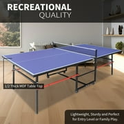 KL KLB Sport 8ft Midsize Table Tennis Table Outdoor Indoor, Foldable & Portable Ping Pong Table Set with Net, 2 Table Tennis Paddles and 3 Balls
