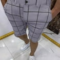 thumbnail image 2 of IROINNID On Sale Bermuda Shorts for Men Plaid Five-point Pants Suit Shorts Have Pockets Button Pants,Gray, 2 of 6