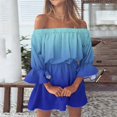 thumbnail image 1 of RYDCOT Robe à Épaules Dénudées à Manches Courtes Été Robes Bohèmes pour Femmes 2024 Imprimé Manches Évasées Robes d'Été de Vacances Robes de Plage Sélections Éclair, 1 of 5
