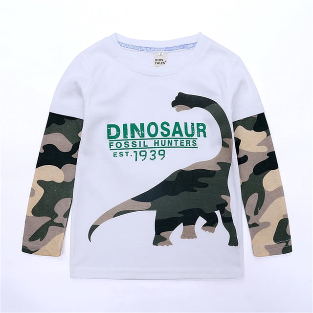 T-shirts pour Enfants Manches Longues Hauts d'Automne Col Rond Basiques T-Shirts en Coton Mode Garçons 7-8 Ans