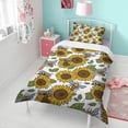thumbnail image 4 of White Sunflower Duvet Cover and Pillowcase Set for Single Bedding, Bedroom Accessories for Kids Teens, 4 of 5