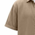 thumbnail image 5 of Yertdoel Men's Short Sleeve Button Down Shirts Lapel Collar Fashionable Casual Corduroy Shirt Solid Color Summer Cozy Gym Tops Beach Vacation Shirts, S-5XL, 5 of 6