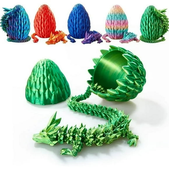 Unleash The Magic with Our Crystal Dragon Egg Fidget Toy - 3D Printed Dragon Inside!Posable Flexible Crystal Dragon Toys for Autism/ADHD (Laser Yellow Green) Christmas