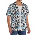 thumbnail image 2 of Fuzoiu Football Soccer Ball Print Men's Casual Short,Men's Short Sleeve Shirt,Mens Casual Button Down Shirts,Cuban Collar Summer Shirt for Beach, Vacation, and Outdoor Activities-X-Large, 2 of 5