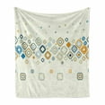 thumbnail image 1 of Modern Soft Flannel Fleece Throw Blanket, Vector Illustration of Repeating Geometric Shapes Pattern Print, Cozy Plush for Indoor and Outdoor Use, 60" x 80", Cream Marigold Pale Blue, by Ambesonne, 1 of 6