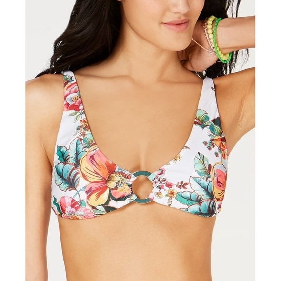 Becca by Rebecca Virtue MULTI Emma Floral-Print Ring Bikini Swim Top, US Medium