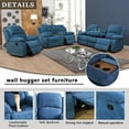 thumbnail image 3 of Microfiber Living Room Furniture Set Reclining Sofa Set Loveseat Furniture Sets in Living Room Sofa Recliners (Sofa+Loveseat, Blue Microfiber), 3 of 12