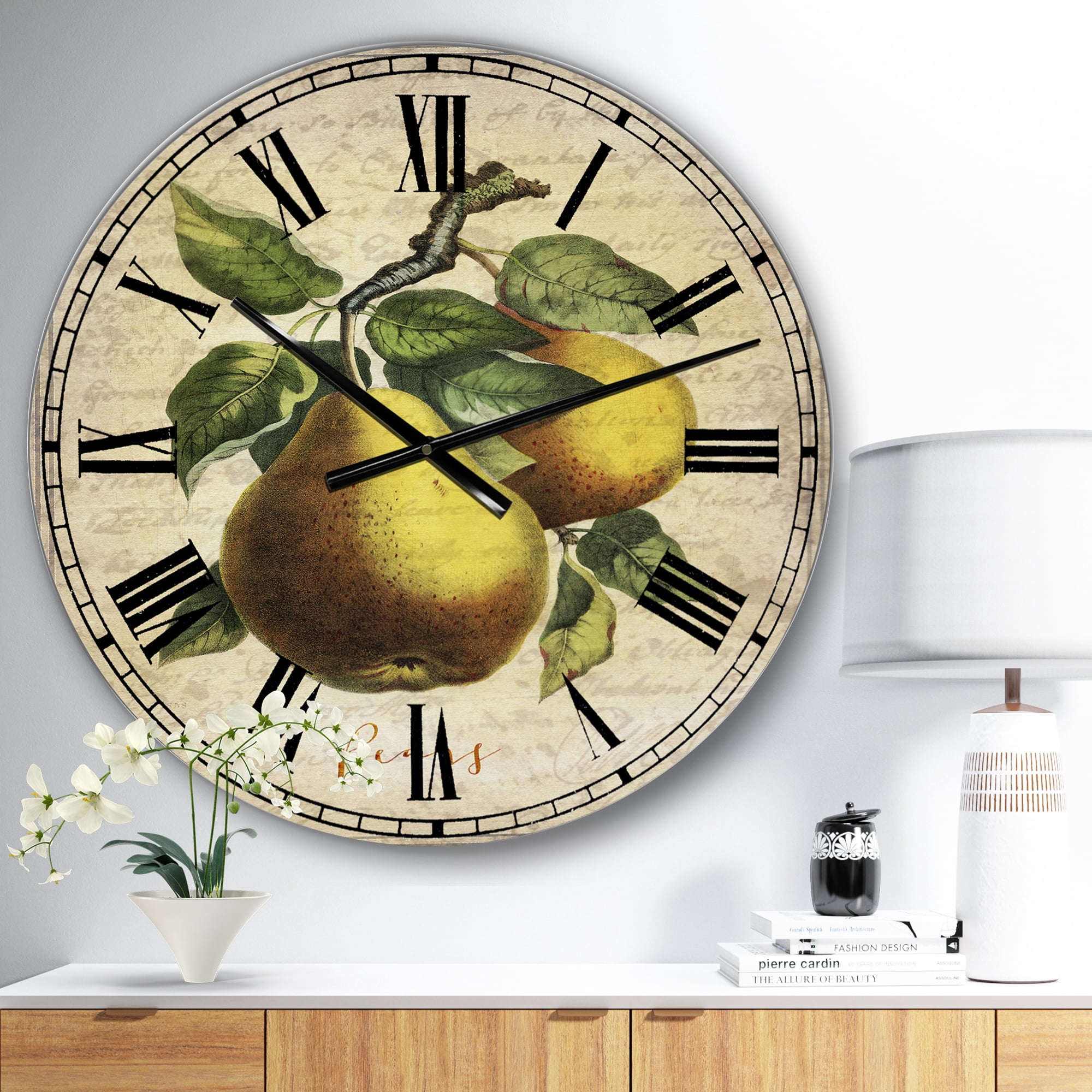 Designart Oversized Gray Analog Round Cottage Modern Wall Clocks, CLM25739-C23