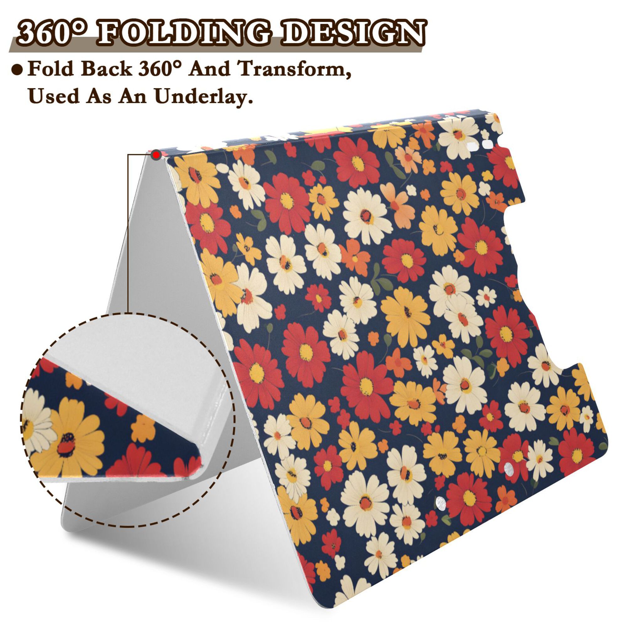 FORMRS A4 Clipboard Folder with Pen Holder Horizontal Foldable School Office Binder, Red Floral