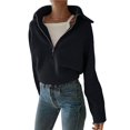thumbnail image 3 of Suéter Informal Holgado de Punto Acanalado con Cuello en V y Larga para Mujer, con Cremallera de un Cuarto, para Invierno y Otoño Negro L, 3 of 8