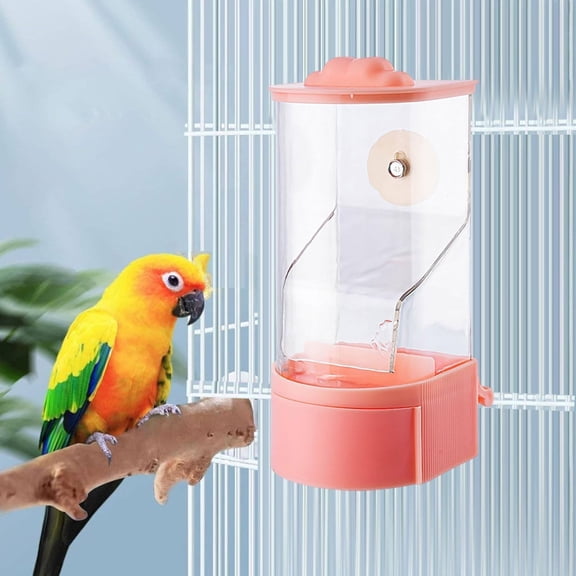 Goowood No Mess Bird Feeder for Cage Automatic Parrot Feeder Seed Catcher Hanging Bird Box for Cockatiel Parakeet Canary Pink