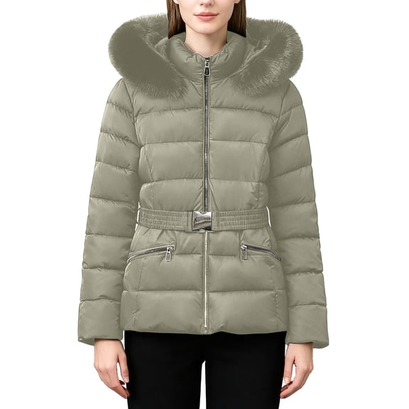 Winter Jackets for Women Short Padded Coat Winter Warm Thermal Outerwear With Hood Detachable Windproof Jacket For Cold Weather Winter Coats for Women