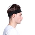 thumbnail image 5 of Bandas deportivas para la cabeza/muñequeras para hombres y mujeres - Paquete de 3 bandas deportivas de tela de rizo de algodón que absorbe la humedad para tenis, baloncesto, correr, negro oso de fresa vestir, 5 of 5