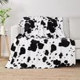 thumbnail image 3 of Cow Print Throw Blanket Non Shedding MilkyPlush™ Fleece 330GSM Thick Blankets Western Room Decor Super Soft Warm for Adults Kids Girl Gifts Bedroom Couch Sofa Travel Black White 50"x60", 3 of 6