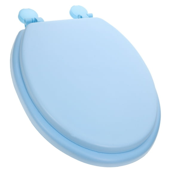 Soimiss Elongated Toilet Seat Cover Foam Sky Blue Comfortable Sitting for Families with Children 1Pcs