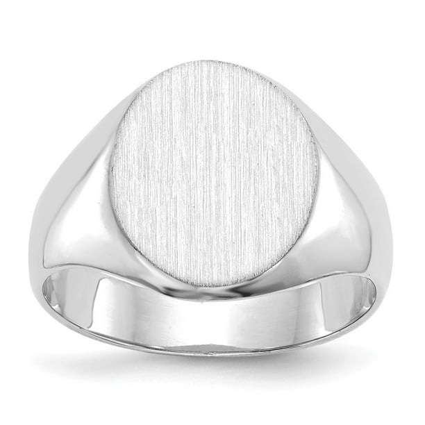 AA Jewels - Solid 14k White Gold Engravable Monogram Signet Ring Band Size 8 - 0 ...