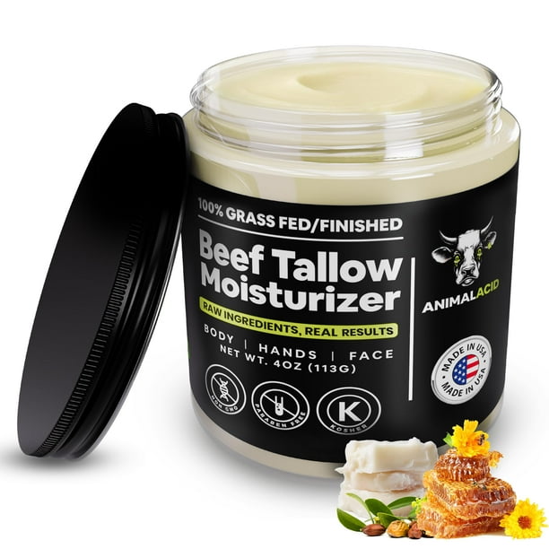 Crema hidratante de sebo de res con ácido animal con aceite de jojoba orgánico, 120 ml
