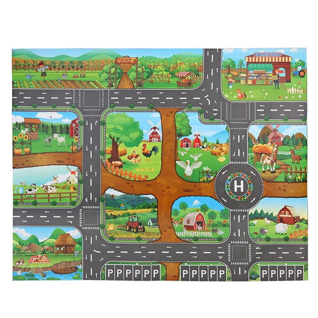 Alfombra De Juego Para Bebés, Alfombra De Carretera Para Niños, Alfombra De Tráfico De Dibujos Animados, Pequeños Juguetes De Interior, Alfombra Educativa Para Bebés Cateissary FN002878-00