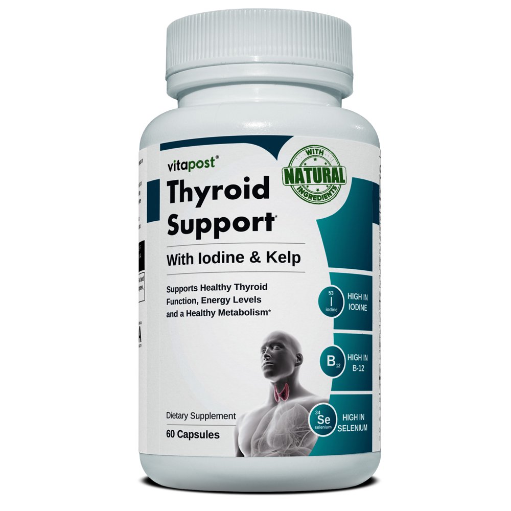 VitaPost Thyroid Support with Iodine & Kelp. Supplement, 60 Capsules