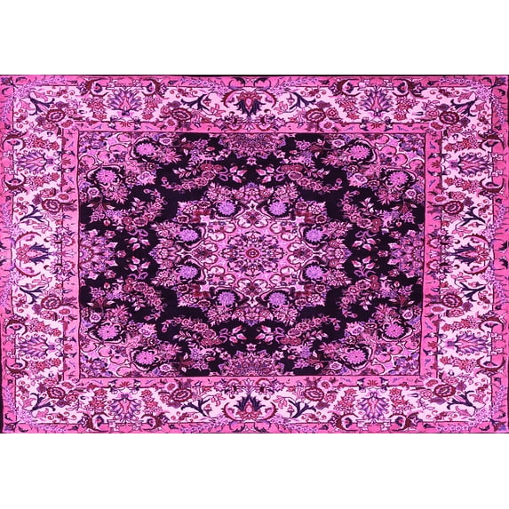 Ahgly Company Indoor Rectangle Medallion Pink Traditional Area Rugs, 2' x 4'