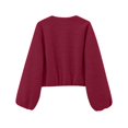 thumbnail image 4 of Women's Solid Color Loose Short Bomber Jacket Casual Fashion Long Sleeve Outerwear Wine Red M, 4 of 4