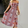 thumbnail image 1 of SMihono Robe d'Été Bohème pour Femmes Grande Taille Mode Décontractée Printemps et Été Robe Sans Manches Épaules Dénudées Imprimé Floral, 1 of 6