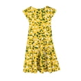 thumbnail image 4 of Bainana Summer Dresses For Girls Teen Tie Dye Floral Print Ruffled Sleeve Crew Neck Dress Breathable Casual Little Girls Holiday Party Street Wear Yellow Size 12-13 Years, 4 of 5