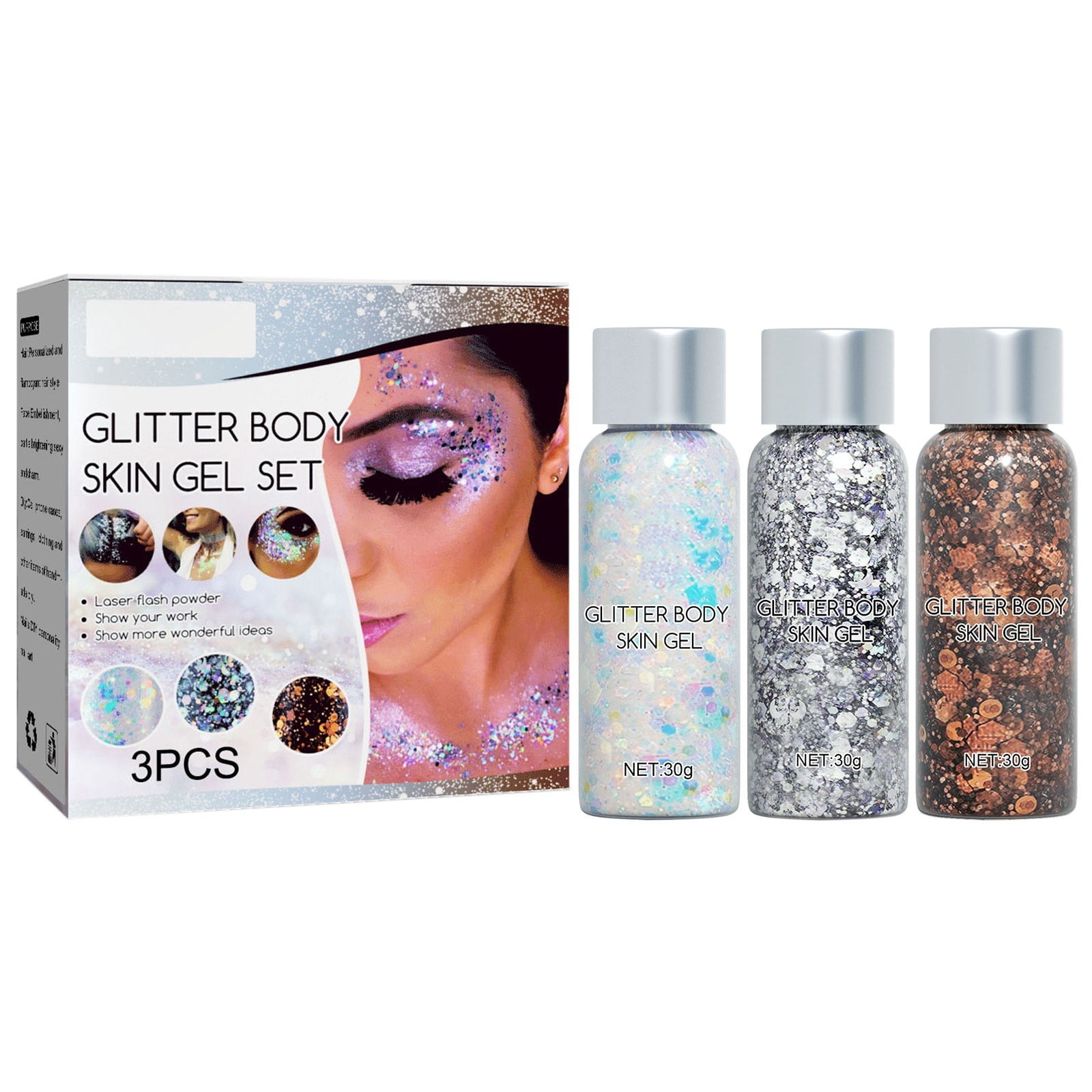Sequin Gel Set Makeup Fish Scale Sequin Gel Glitter Stage Performance