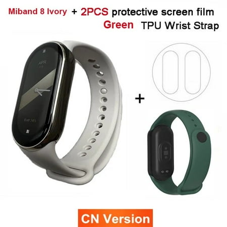 Original Xiaomi Mi Band 8 Smart Bracelet 1.62 AMOLED Screen 60Hz Fitness Traker Heart Rate Monitor Blood Oxygen MiBand 8 Add green starp