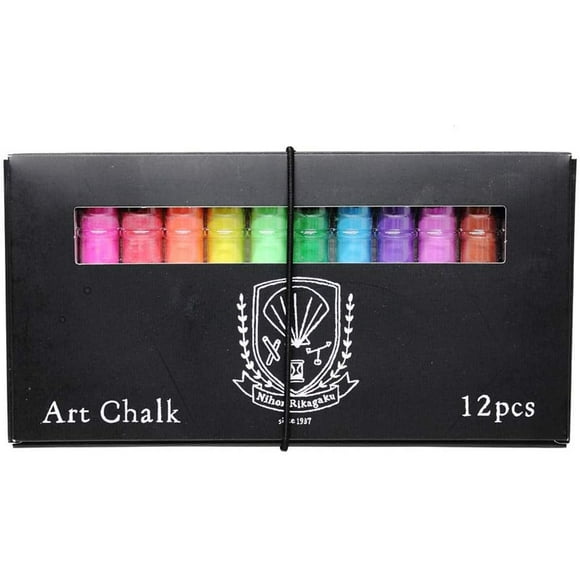 Ensemble de Craies Artistiques 12 Couleurs - Craie Lisse et Vive pour Tableau, Trottoir et Effets Aquarelle - Craie de Trottoir Non Toxique et à Poussière Minimaliste pour Enfants et Tout-Petits - Ensemble de 2
