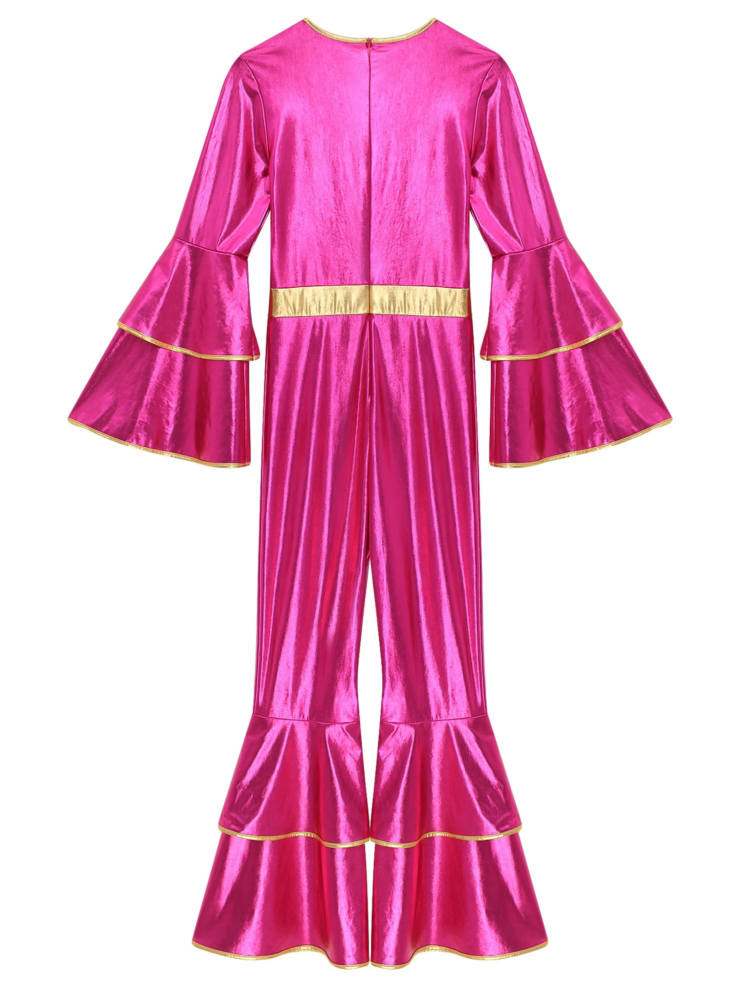 FEESHOW Dames metallic jumpsuit sexy glanzend carnaval danskostuum full-body pak ruimtevaarder ruimtepak disco party clubwear, groen_a, S