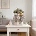 thumbnail image 5 of Female Statue Head Cement Planter White American Lady Sculpture Elegant 11" Resin Figurine with Floral Crown, Modern Art Decor for Living Room, Cultural Gift for Women, 5 of 9