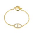 thumbnail image 1 of Pulsera de alta gama de nicho de alta gama, hebilla de una sola palabra de calidad de renombre, forma de nariz de cerdo, circón, estilo socialité, elegante joyería de mano al por mayor, oro, 1 of 5