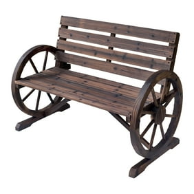 Best Choice Products Rustic 2 Person Wooden Wagon Wheel Bench W