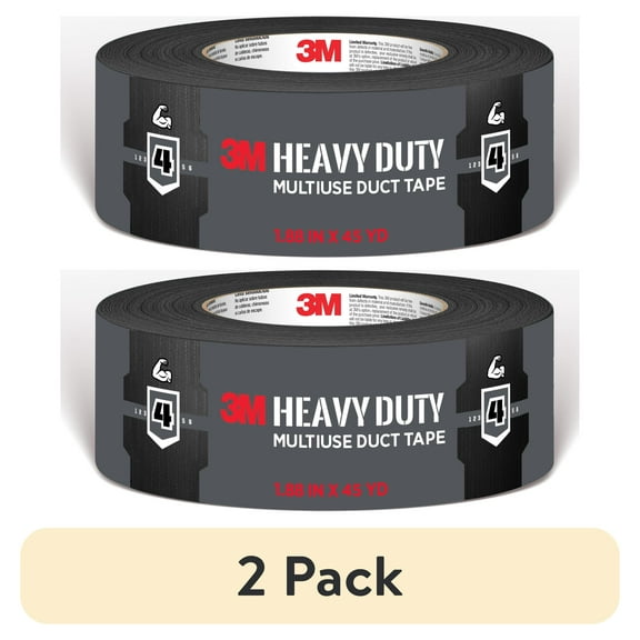 (2 pack) 3M Heavy Duty Black Duct Tape, 1.88 in. x 45 yd., 1 Roll