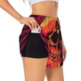 thumbnail image 3 of Lsque Skull And Flag Usa Printed Women's Running Shorts with Liner Pockets,Elastic Quick Dry Workout Athletic Gym Yoga Shorts,Womens High Waist Shorts-Small, 3 of 9