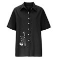 thumbnail image 3 of Gibobby Playera de Manga Corta Casual Suave Algodón Casual Suelto Personalidad Impreso Solapa Botón Manga Corta(Negro,M), 3 of 4