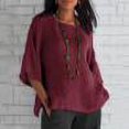 thumbnail image 1 of Chemises à Manches Courtes pour Femmes Hauts d'Été Tendance 2023 Mode Féminine Manches Courtes Col Rond Coton Chemise Ample Blouse, 1 of 6
